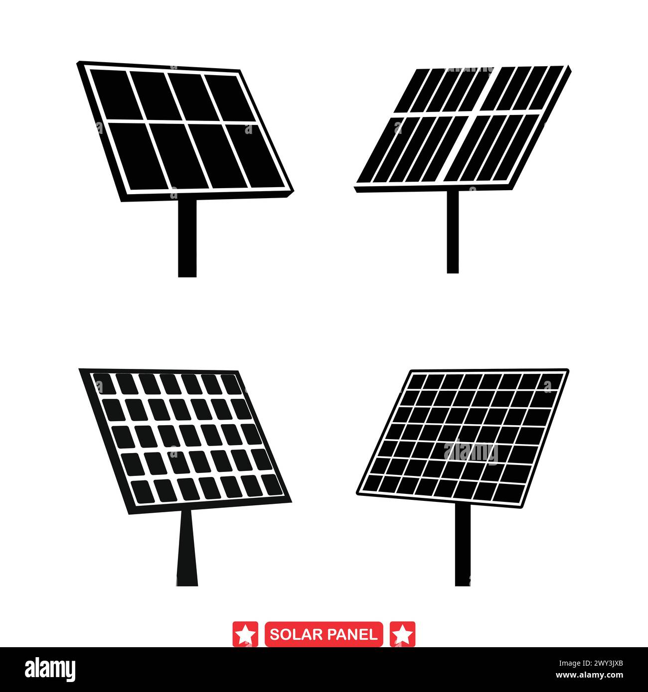 Eco Friendly Power Generation Varied Solar Panel Silhouettes for