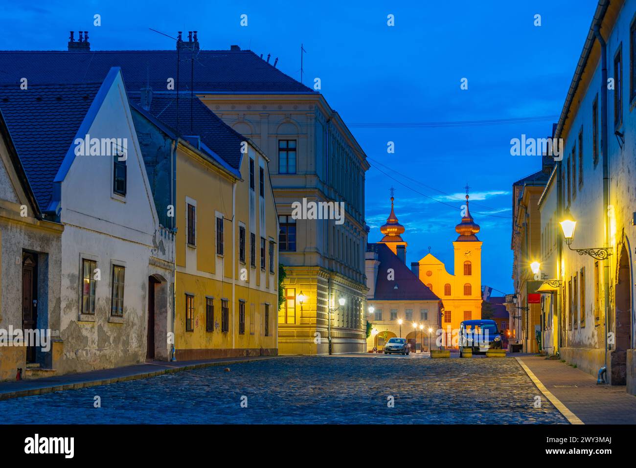 Sunset view of the pedestrian street in the old town of Osijek, Croatia Stock Photo