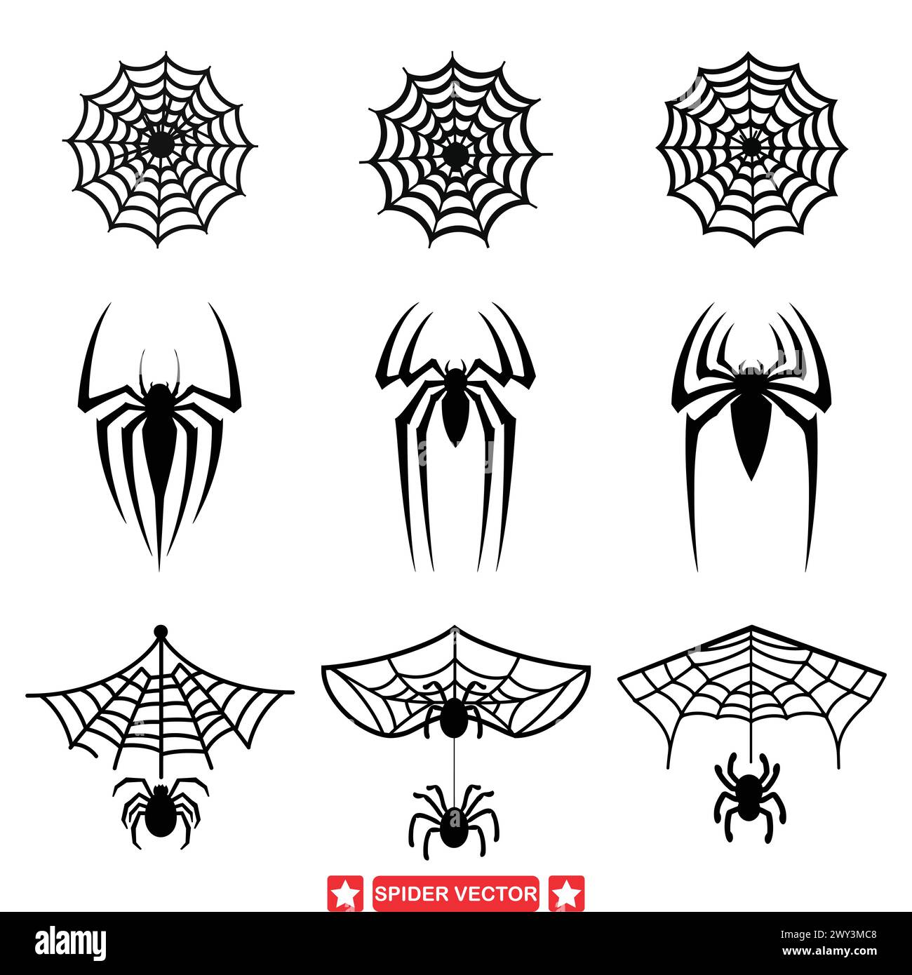 Eight Legged Wonders  Detailed Spider Vector Graphics Bundle Stock Vector