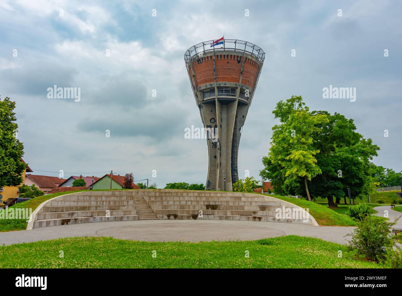 The water tower in Croatian town Vukovar Stock Photo