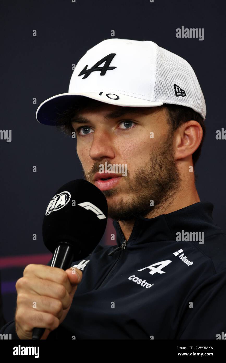 Pierre Gasly (FRA) Alpine F1 Team in the FIA Press Conference. Formula