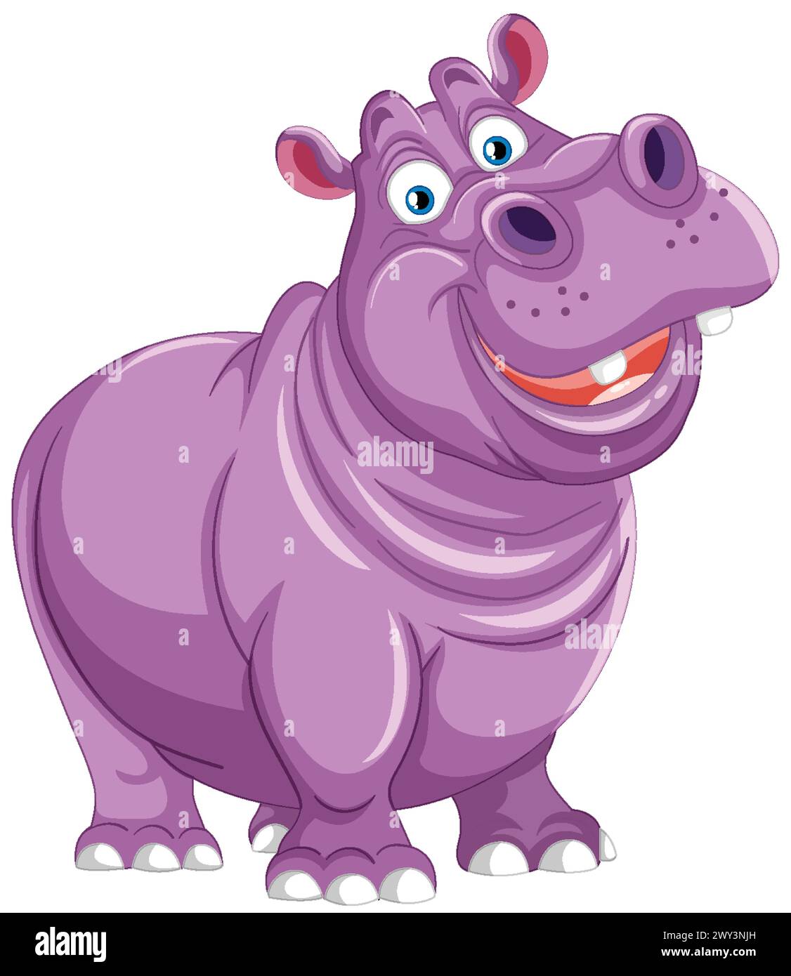 A happy, smiling purple cartoon hippo standing Stock Vector Image & Art ...