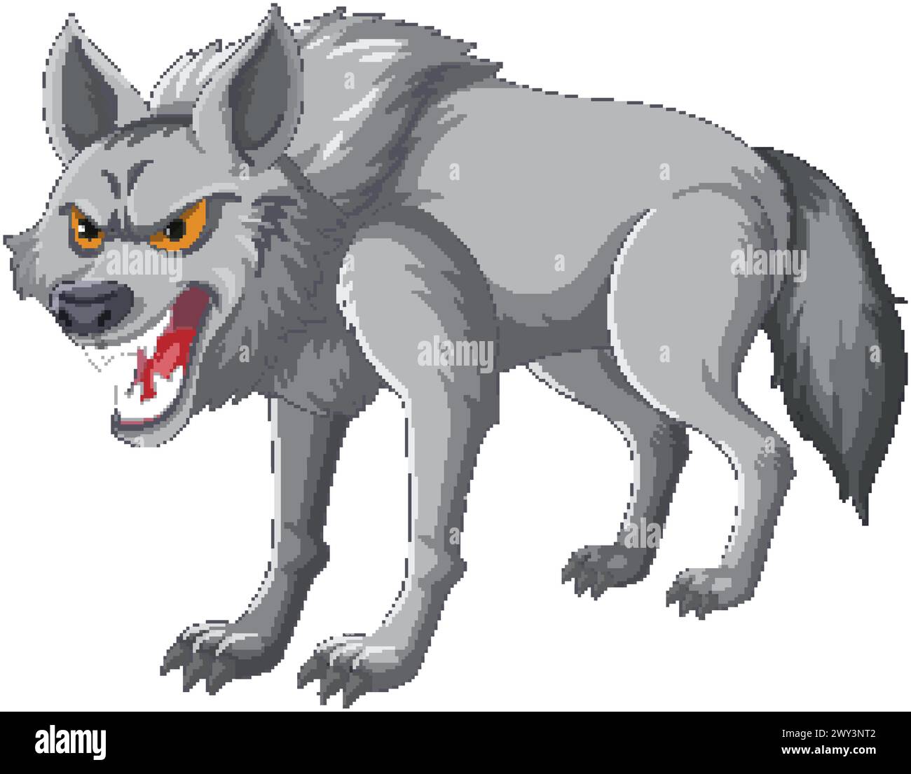 Vector graphic of an aggressive grey wolf Stock Vector