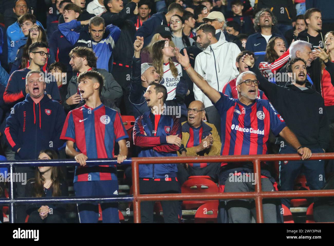 Buenos Aires, 03.04.2024: Supporters of San Lorenzo during the match of Conmebol Libertadores Cup for group F at Pedro Bidegain Stadium ( Credit: Néstor J. Beremblum/Alamy Live News Stock Photo