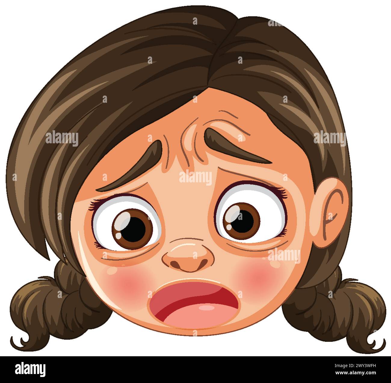 Vector illustration of a girl with a concerned face. Stock Vector