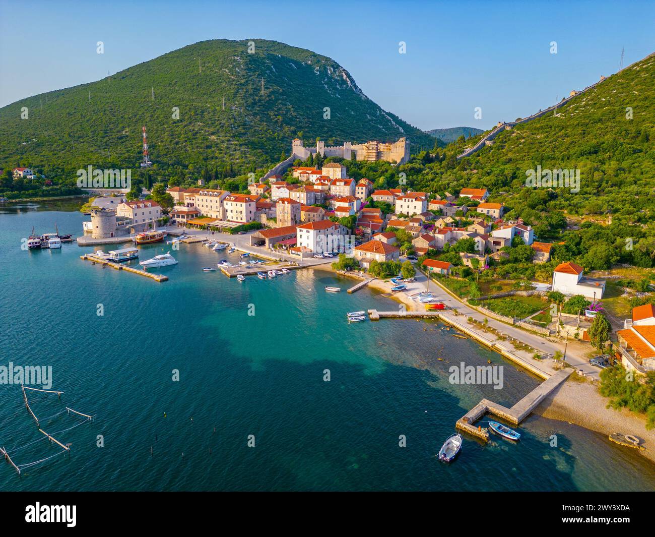 Panorama view of Croatian town Mali Ston Stock Photo - Alamy