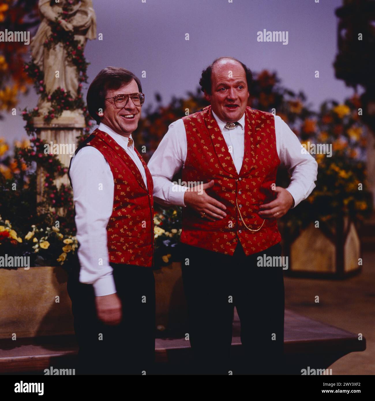 Lieder, die von Herzen kommen, ZDF Volksmusik- und Schlager-Sendung, Deutschland, 1988, Bild: Vic Eugster und Sepp Trütsch, Schweizer Gesangsduo Stock Photo