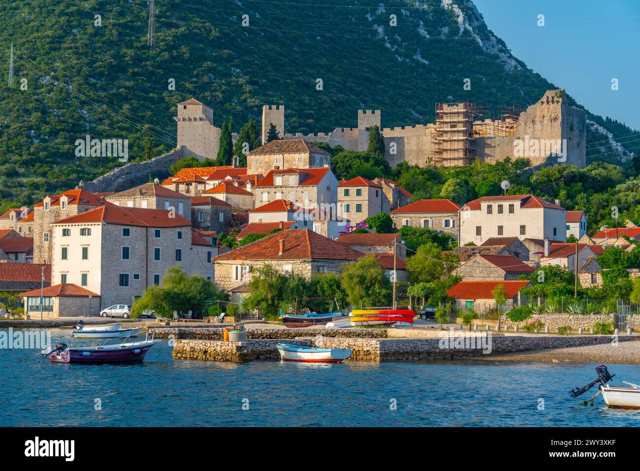 Panorama view of Croatian town Mali Ston Stock Photo - Alamy