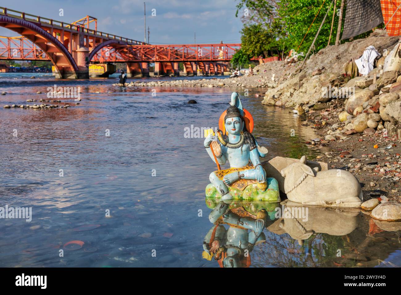 Lord Shiva statue, Ganges river, Haridwar, Uttarakhand, India Stock Photo