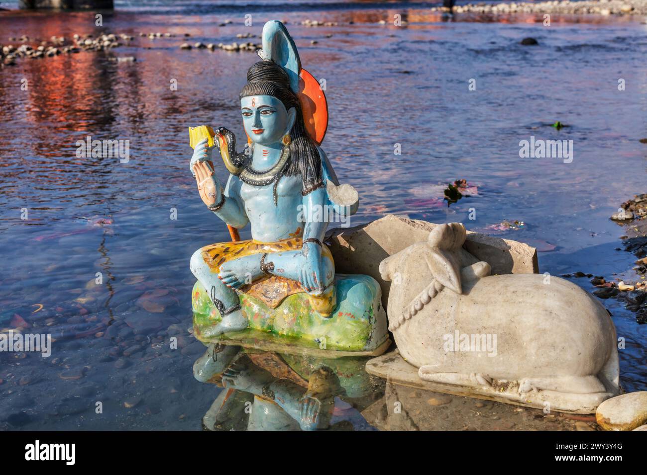 Lord Shiva statue, Ganges river, Haridwar, Uttarakhand, India Stock Photo
