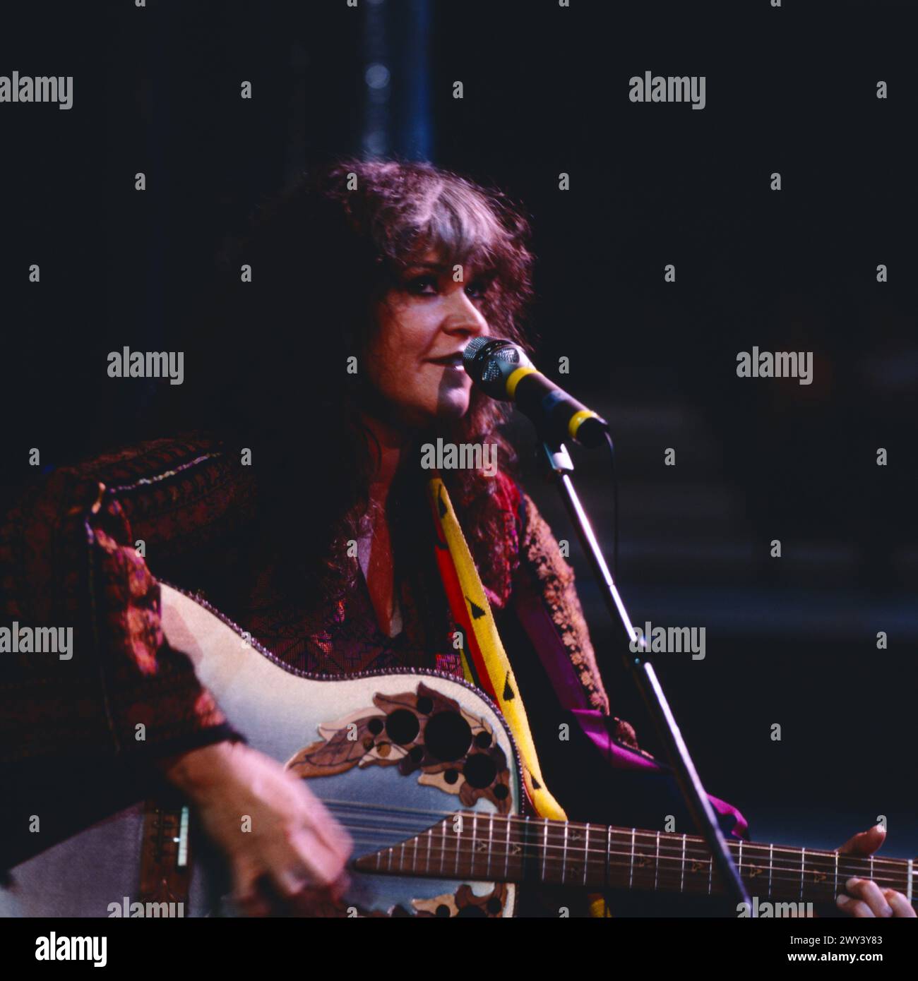 Liedercircus, ZDF Musiksendung, Deutschland, 1982, Auftritt der amerikanischen Folk Sängerin Melanie, aka Melanie Anne Safka-Schekeryk . Stock Photo