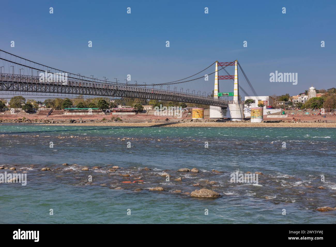 Janki Setu bridge, Ganges river, Rishikesh, Hrishikesh, Uttarakhand, India Stock Photo