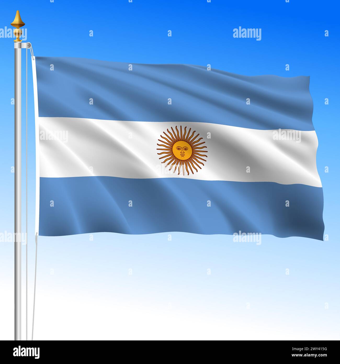 Argentina, official national waving flag, south america, vector illustration Stock Vector