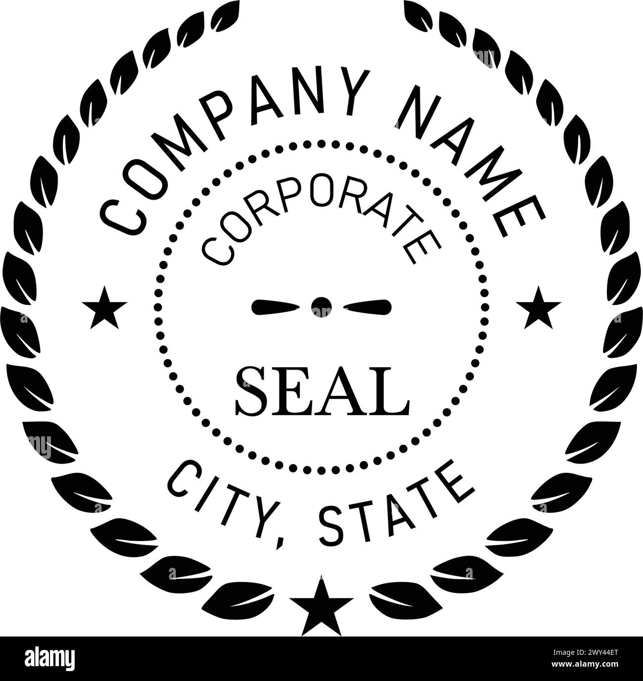 Generic official Corporate seal element with laurels vector isolated on transparent background Stock Vector