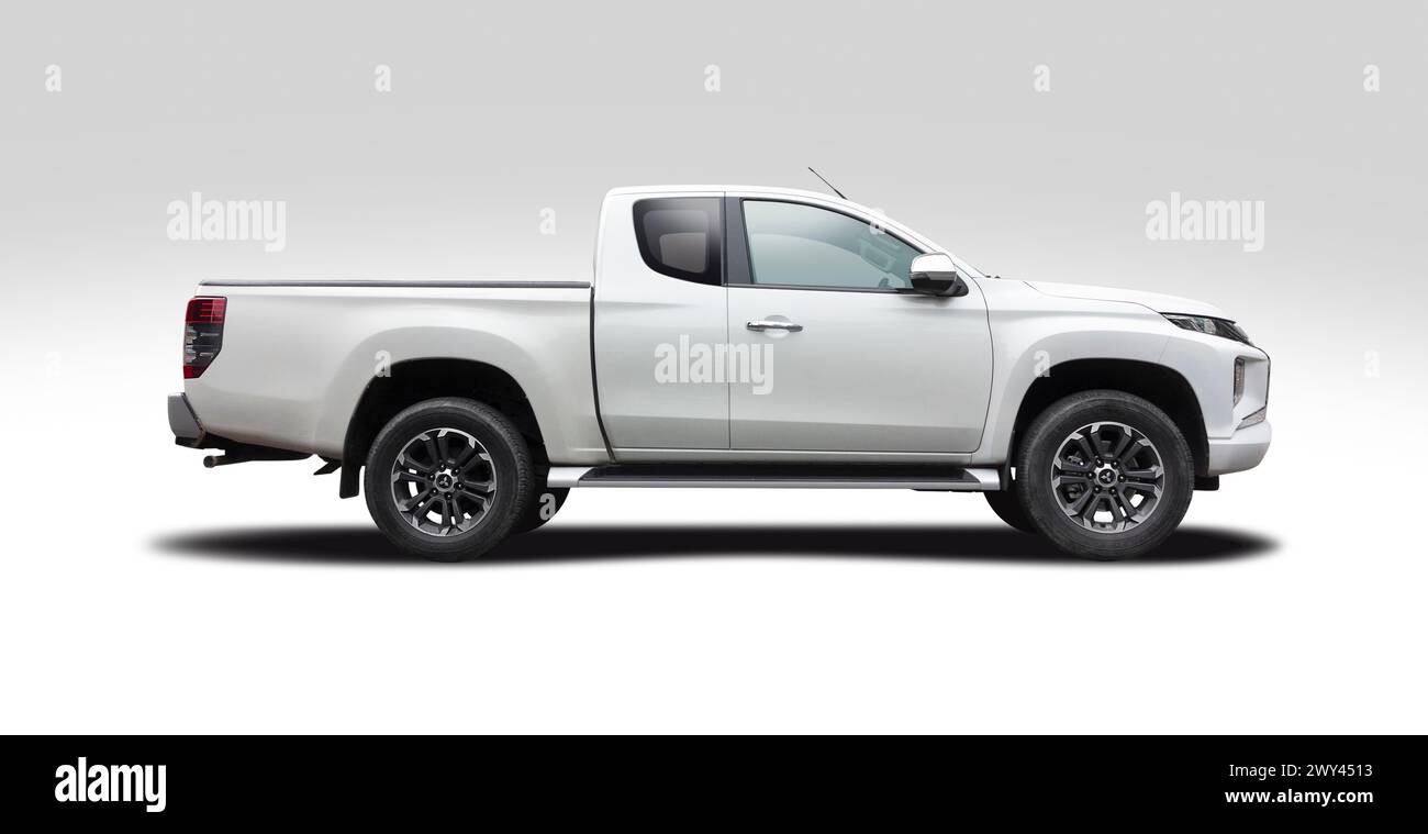Mitsubishi L200 pickup truck side view isolated on white background Stock Photo