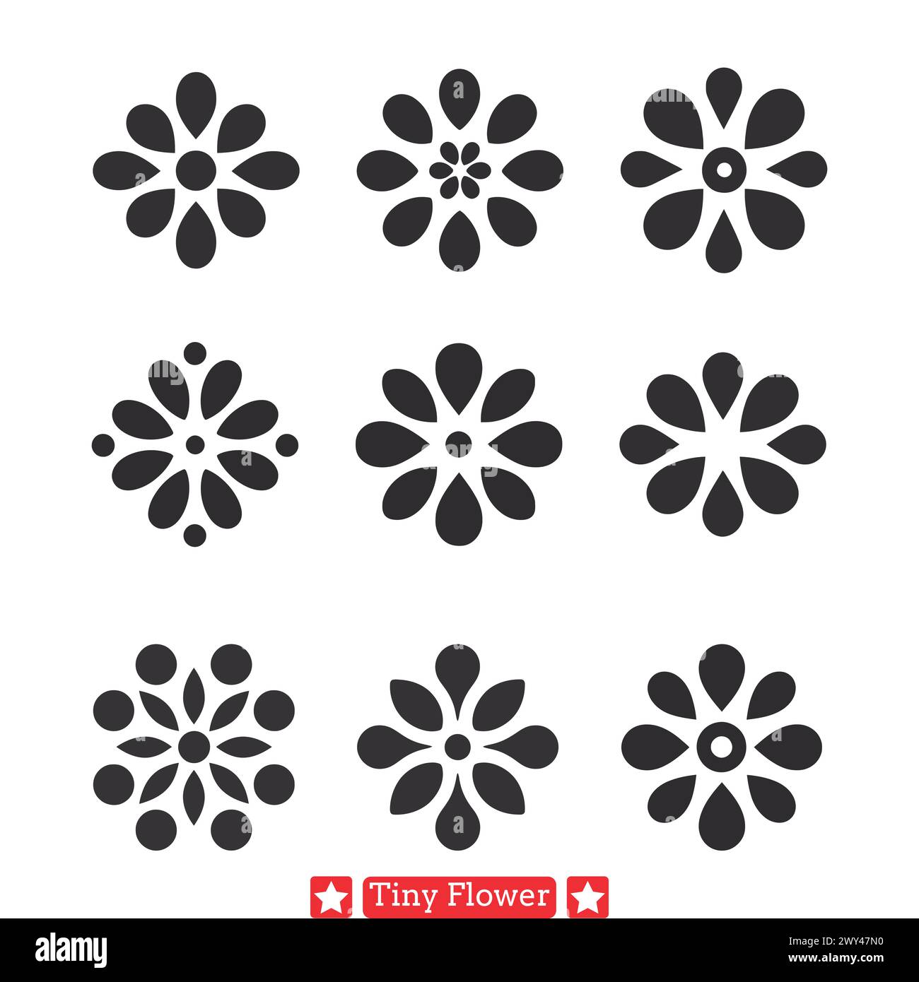 Tiny Treasures Beautiful Flower Silhouette Vector Set for Designers