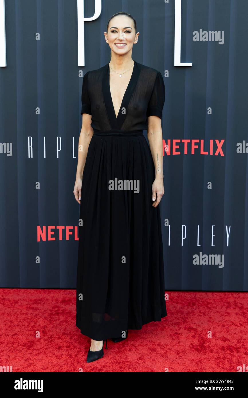 Los Angeles, USA. 03rd Apr, 2024. Tasya Teles attends the arrivals of Netflix's “Ripley” at The Egyptian Theatre in Los Angeles, CA on April 3, 2024. (Photo by Corine Solberg/SipaUSA) Credit: Sipa USA/Alamy Live News Stock Photo