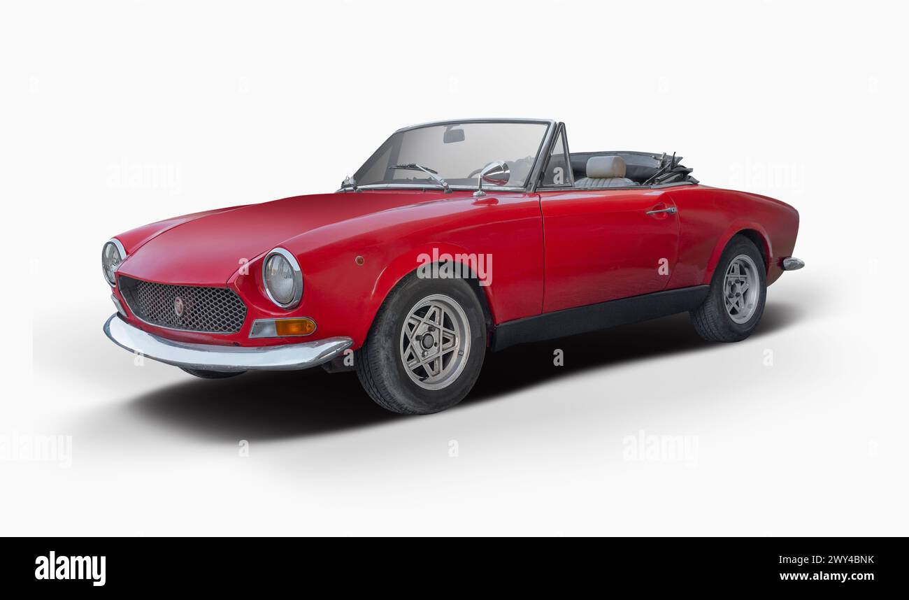 Fiat 124 Sport Spider car isolated on white background Stock Photo