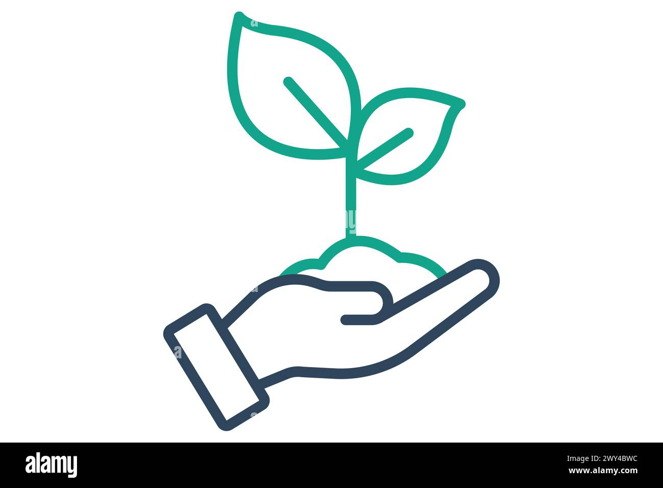 environment icon. hand with plant. icon related to ESG. line icon style. nature element illustration Stock Vector