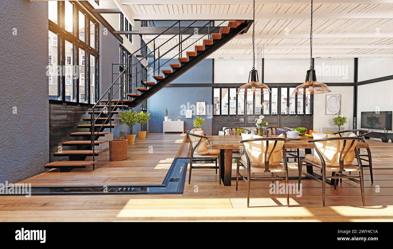 Modern apartment interior dining hi-res stock photography and images ...
