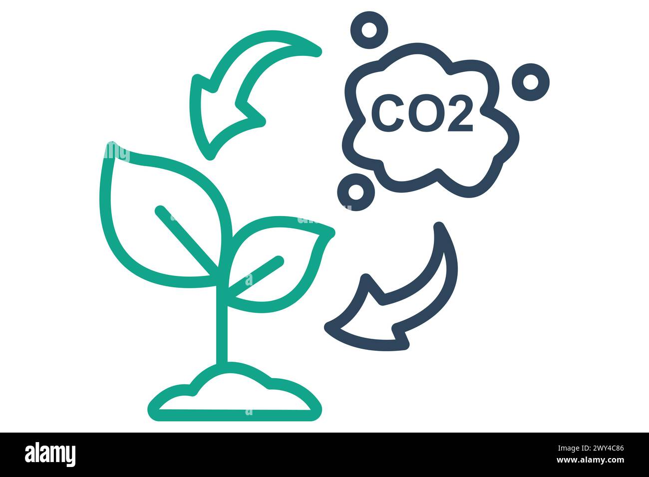 CO2 icon. plant with CO2. icon related to ESG. line icon style. nature element illustration Stock Vector