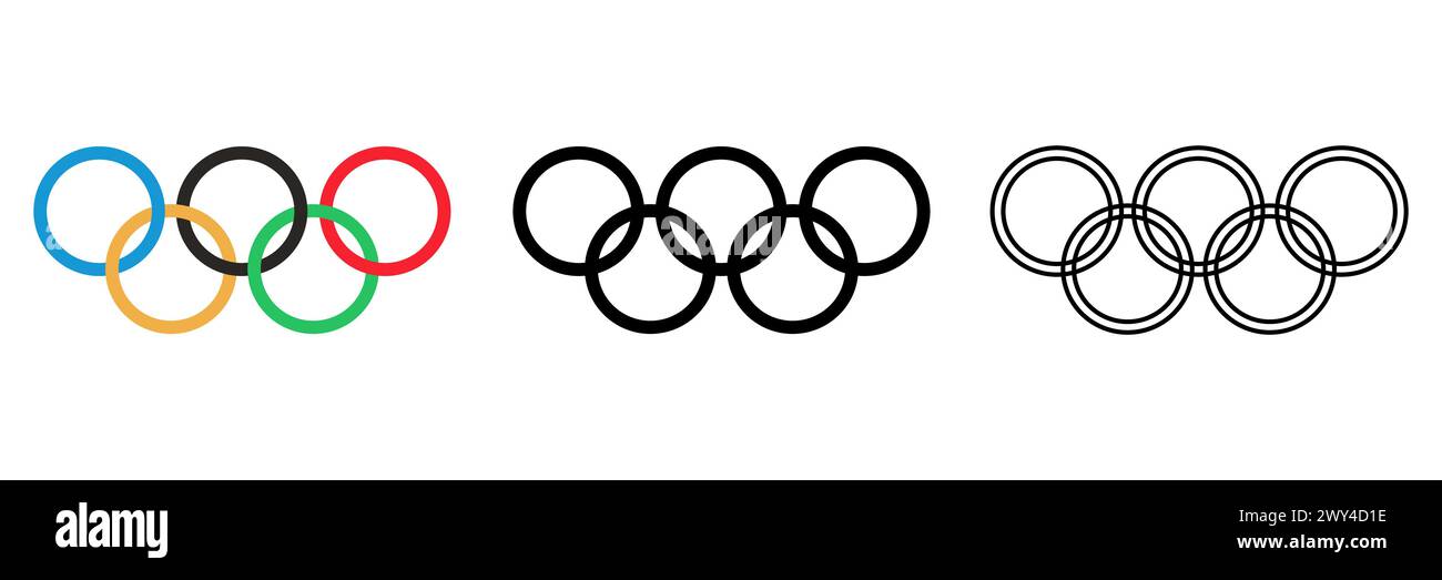 Set Olympics ring icon isolated on white background Official logo of