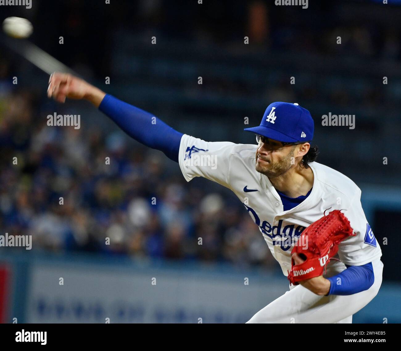 Los Angeles, United States. 03rd Apr, 2024. Los Angeles Dodgers relief pitcher Joe Kelly