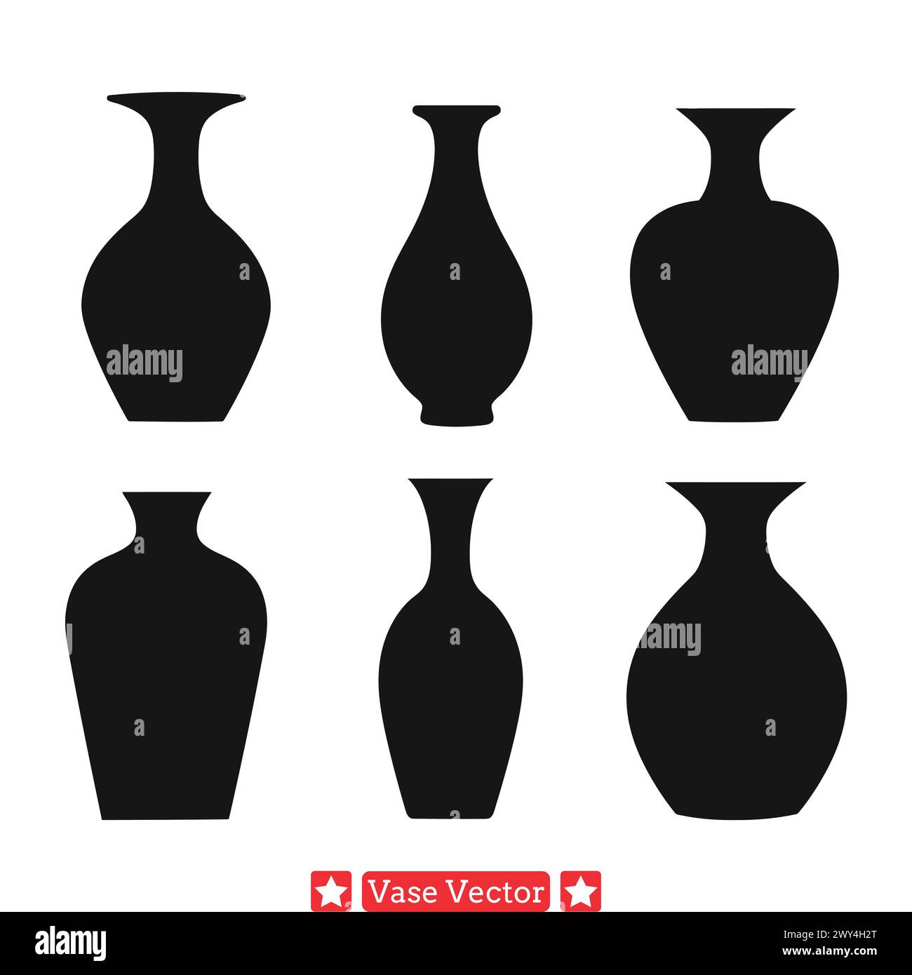 Classic Vase Silhouette Set Timeless Elegance for Your Projects Stock 