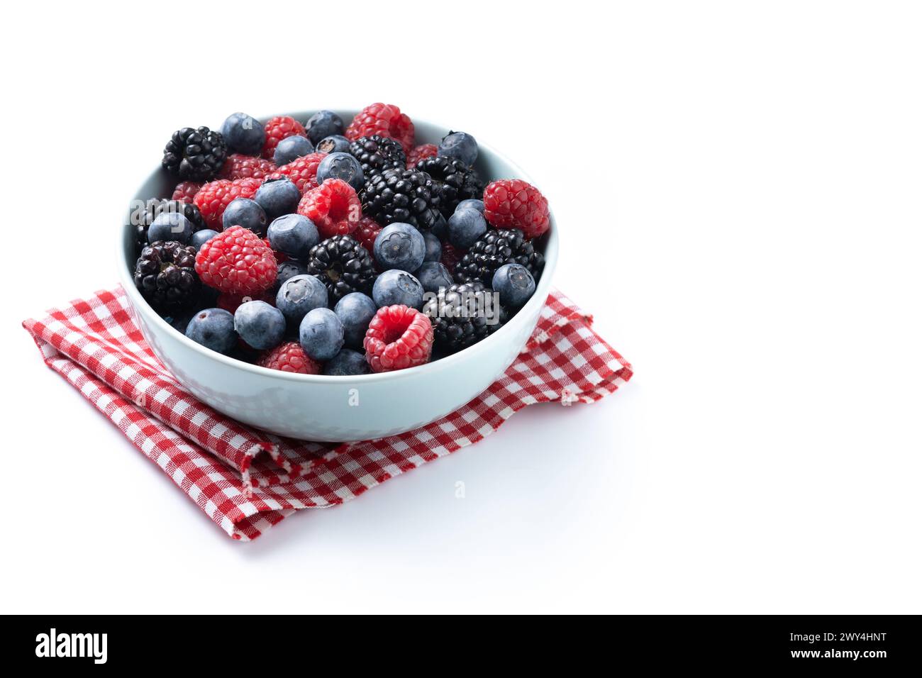Fresh assortment berries isolated on white background Stock Photo