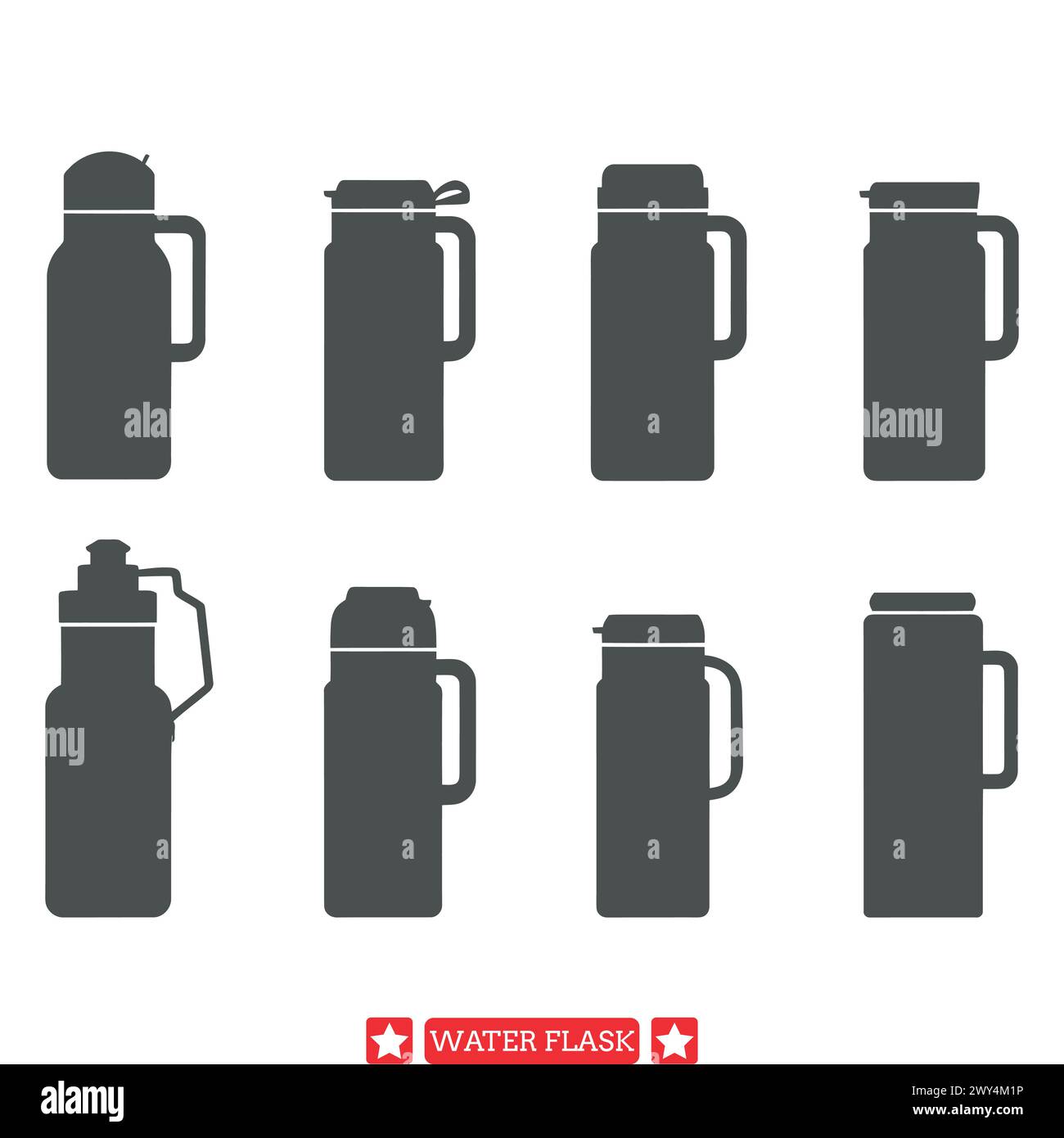 Sip and Go Essential Water Flask Vector Silhouettes for Any Occasion