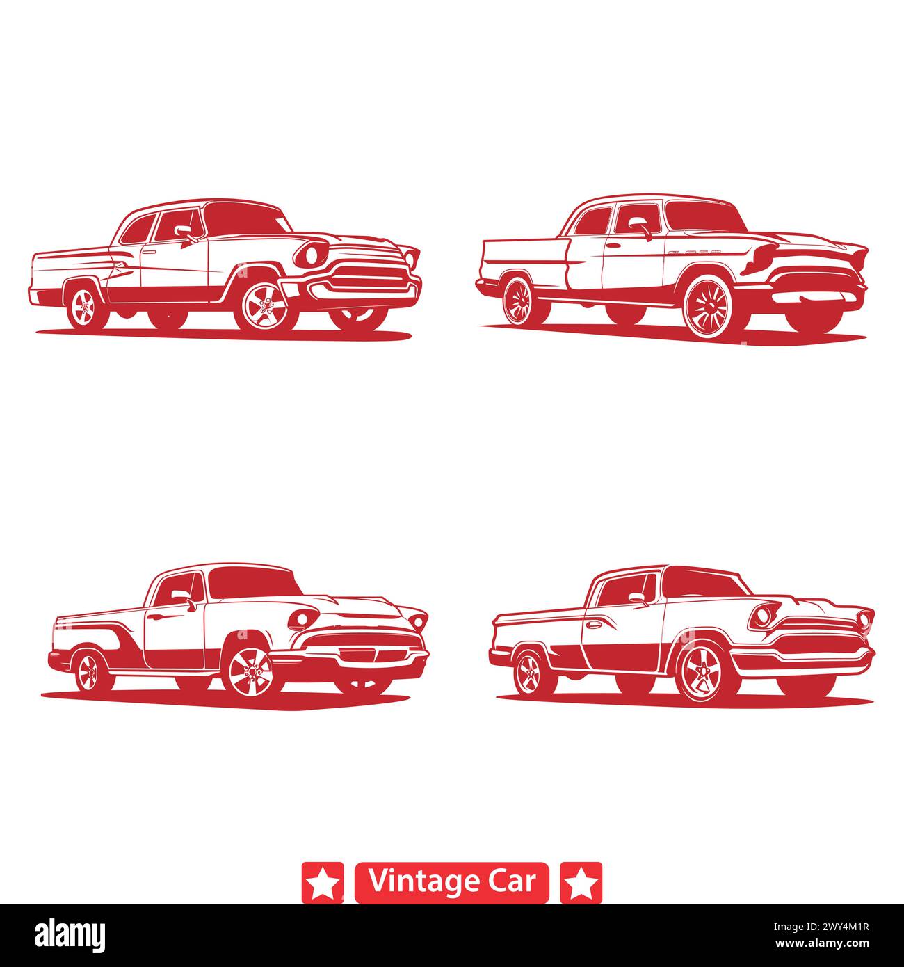 Vintage Ride Vector Collection Elegant Silhouettes of Iconic Cars ...