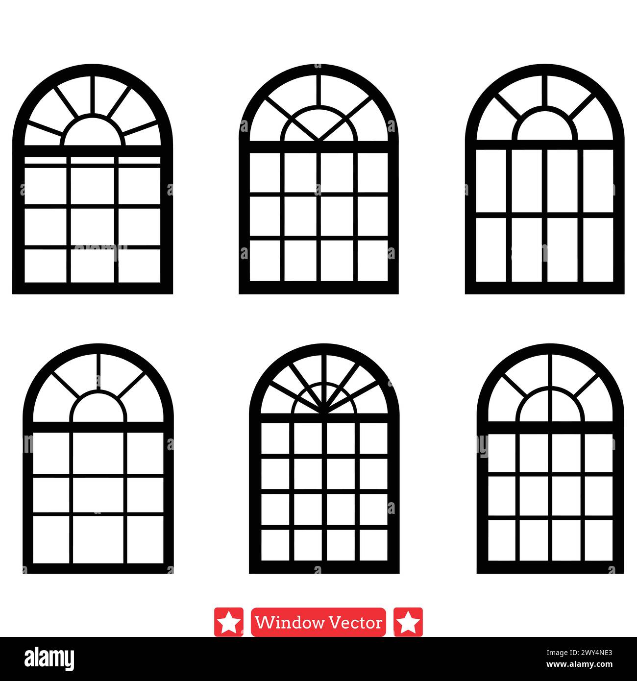 Urban Skylines Unveiled  Window Silhouettes Evoking Cityscape Charm Stock Vector