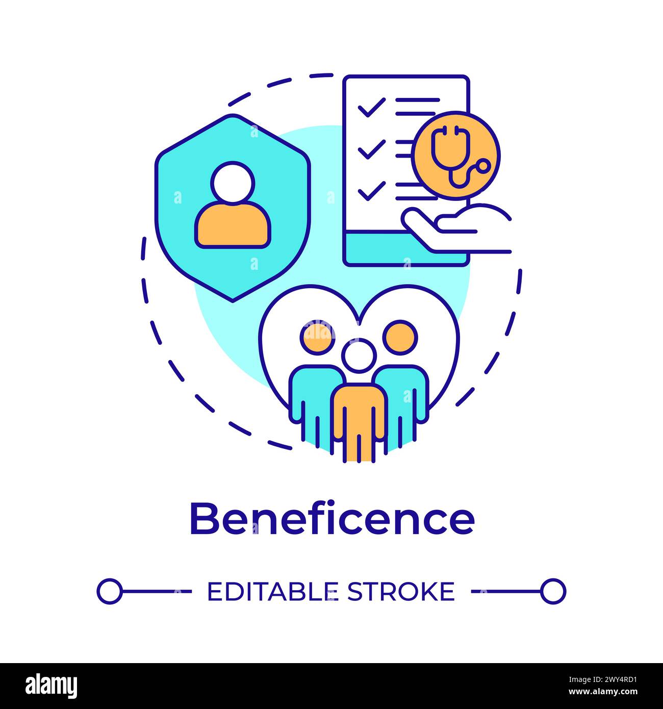 Beneficence multi color concept icon Stock Vector