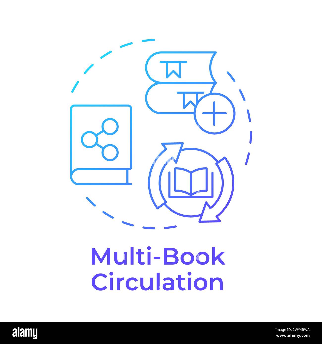 Multi-book circulation blue gradient concept icon Stock Vector