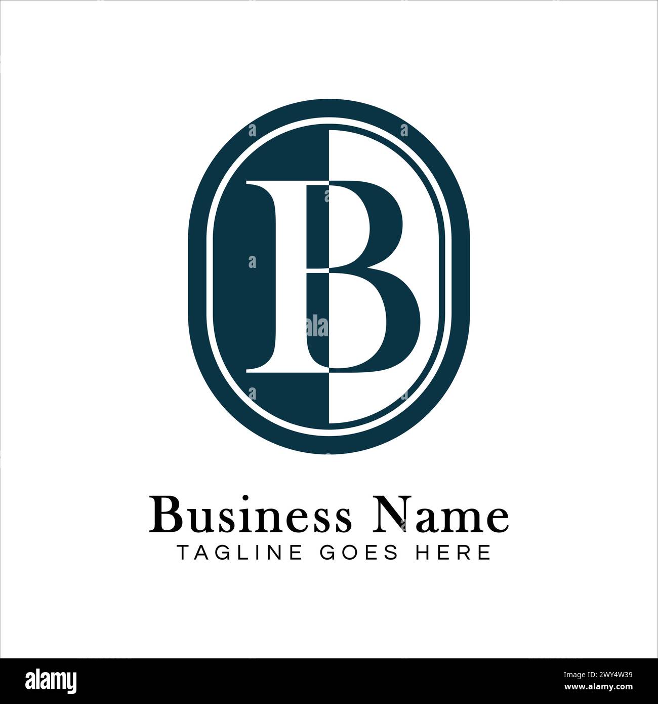 Letter B Logo in Oval shape. Alphabet B Business Icon in Round Shape Stock Vector