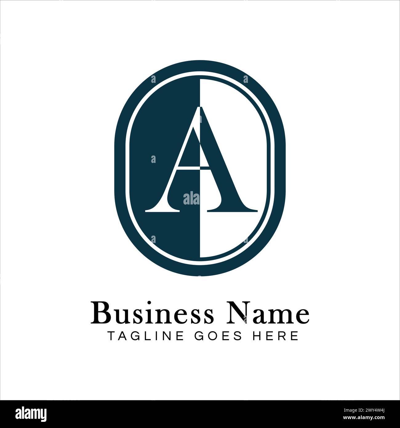 Letter A Logo in Oval shape. Alphabet A Business Icon in Round Shape Stock Vector