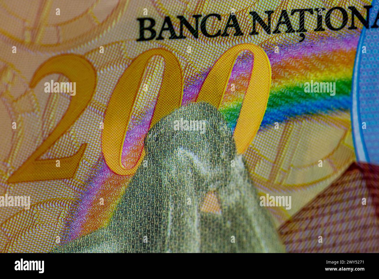 LEI money banknotes, detail photo of RON. Romanian currency Stock Photo ...