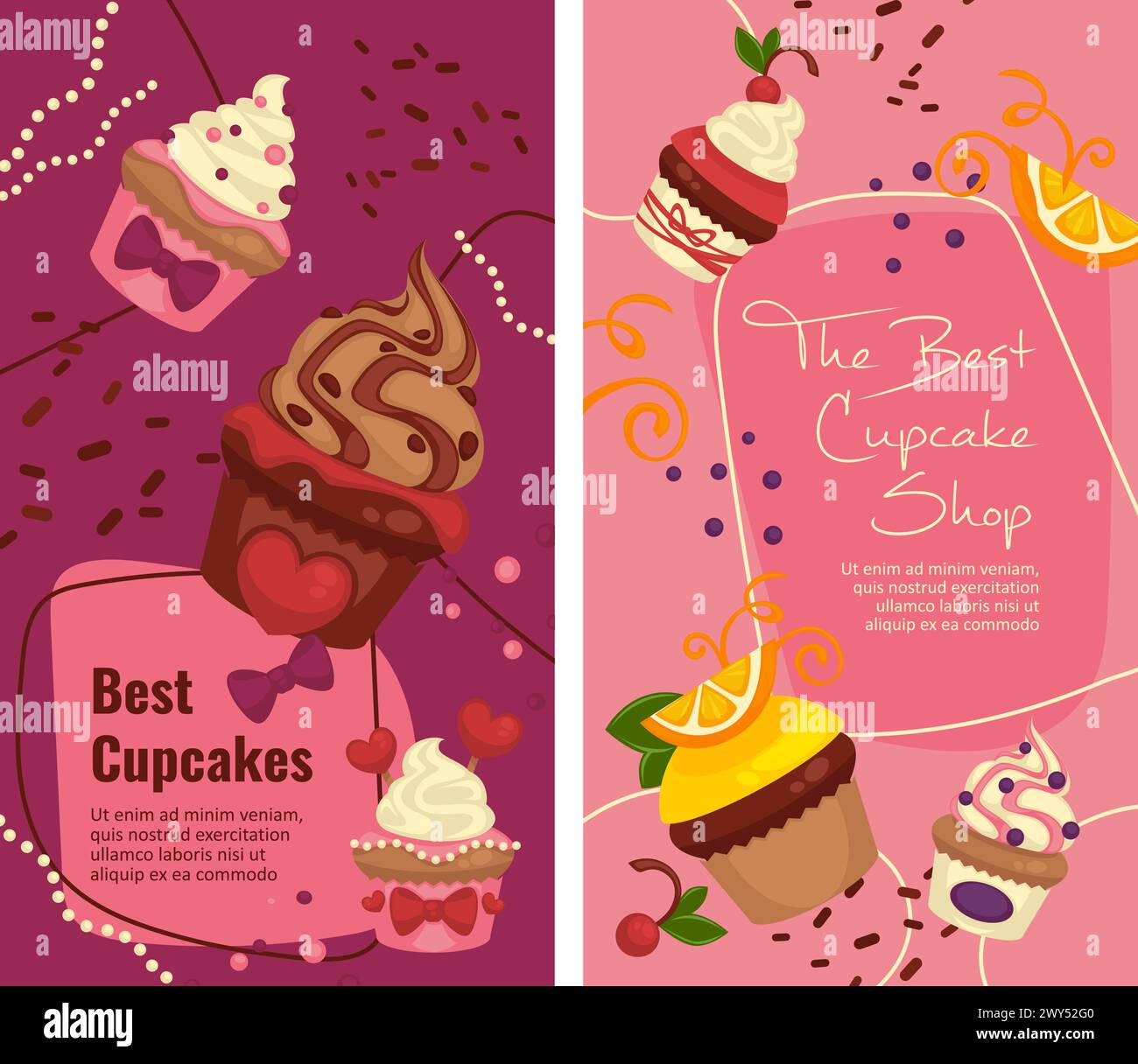 Best cupcakes, bakery shop or store with sale Stock Vector