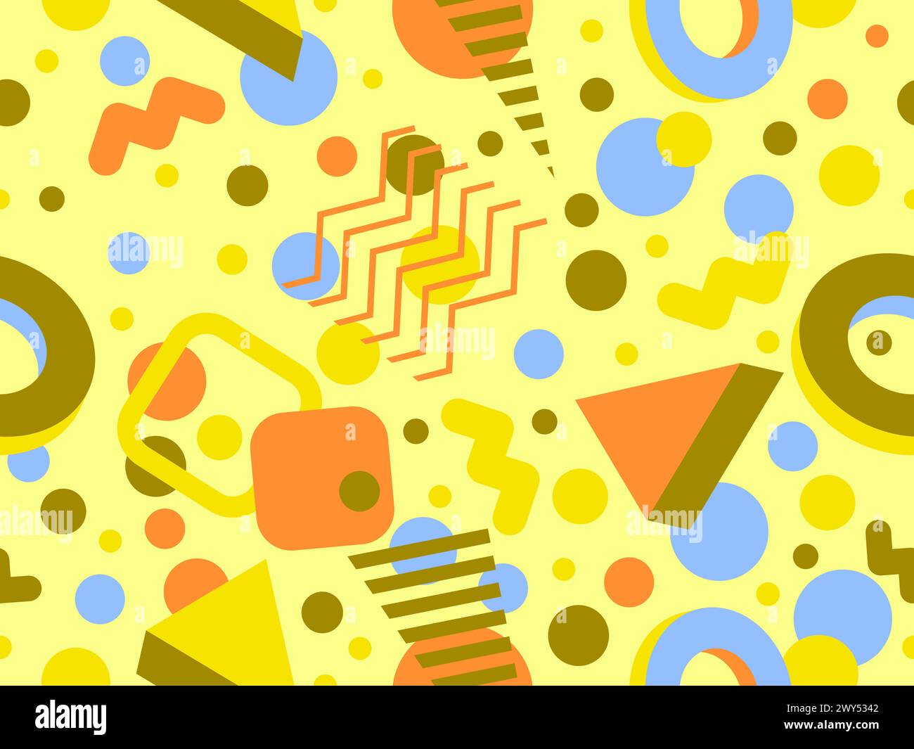 Geometric seamless pattern with 3D shapes in the style of the 80s and 90s. Isometric 3D shapes in Memphis style. Design of promotional products, wrapp Stock Vector