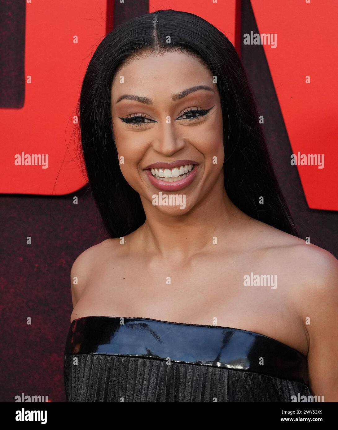 Liza Koshy at the Universal Pictures' MONKEY MAN Los Angeles Premiere held at the TCL Chinese Theatre in Hollywood, CA on Wednesday, ?April 3, 2024. (Photo By Sthanlee B. Mirador/Sipa USA) Stock Photo