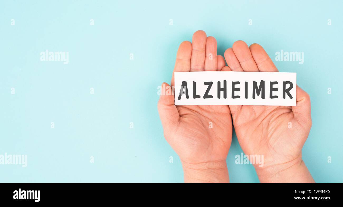 Alzheimer stands on a paper, awareness day, dementia diagnosis