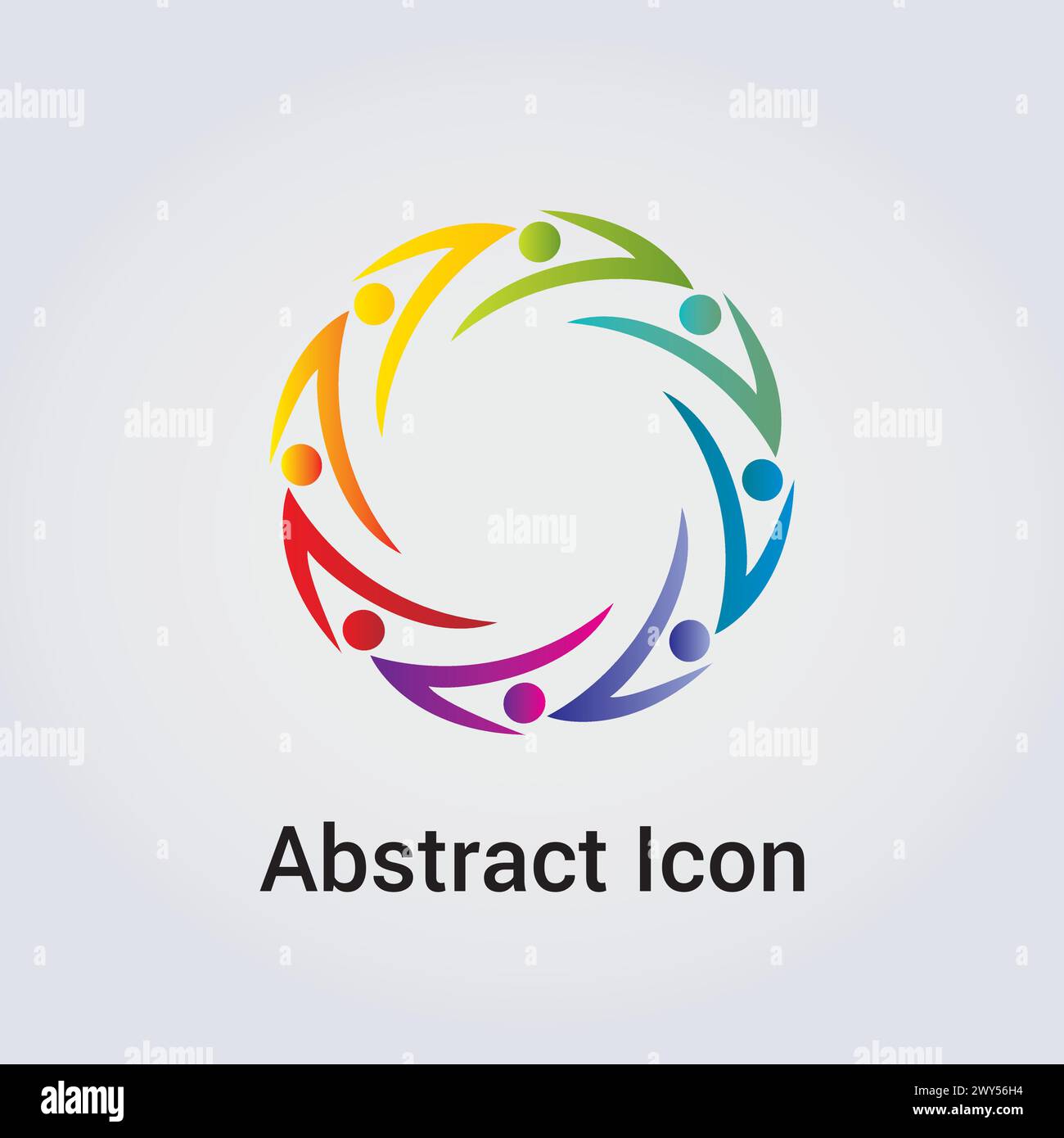 Abstract Icon Logo Design Primary Shapes Silhouettes People Dance Star Circle Clover Miscellaneous Communications Network Rainbow Colors Vector Stock Vector