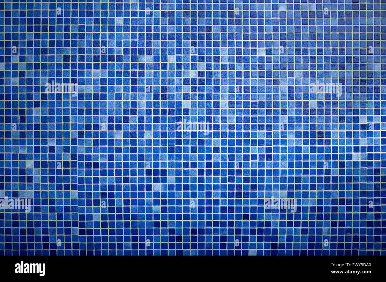 Blue pool small tiles pattern macro close up view Stock Photo