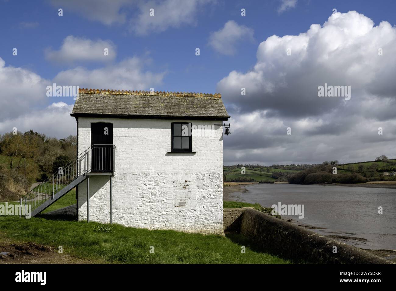 St Indract's Chapel at Halton Quay on the banks of the River Tamar, near St Mellion, Cornwall, England, UK Stock Photo