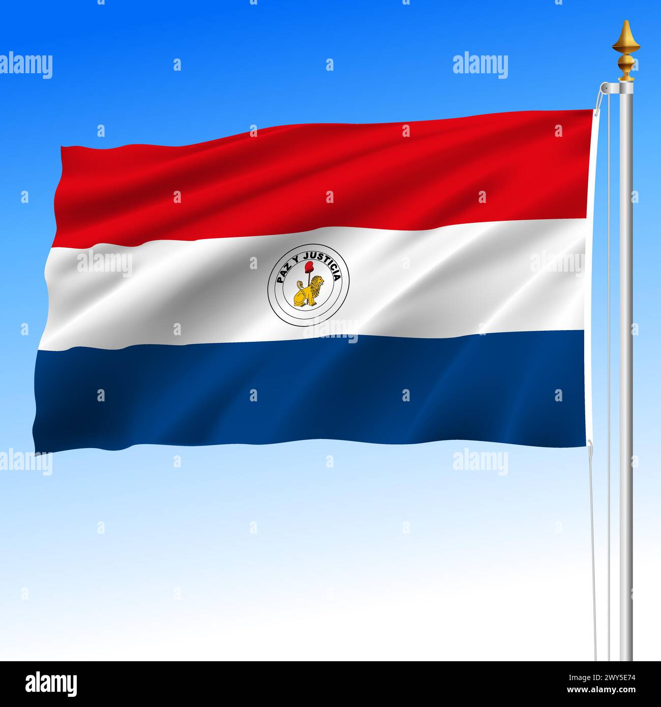 Paraguay official national flag, south america, vector illustration, back side Stock Vector
