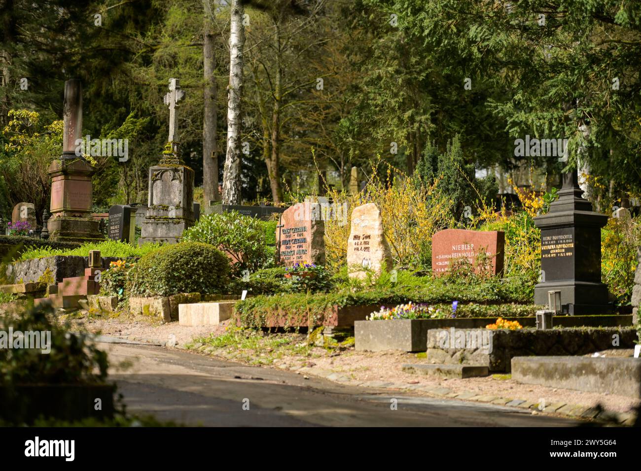 Gräber, Grabsteine, Nordfriedhof, Wiesbaden, Hessen, Deutschland Stock Photo