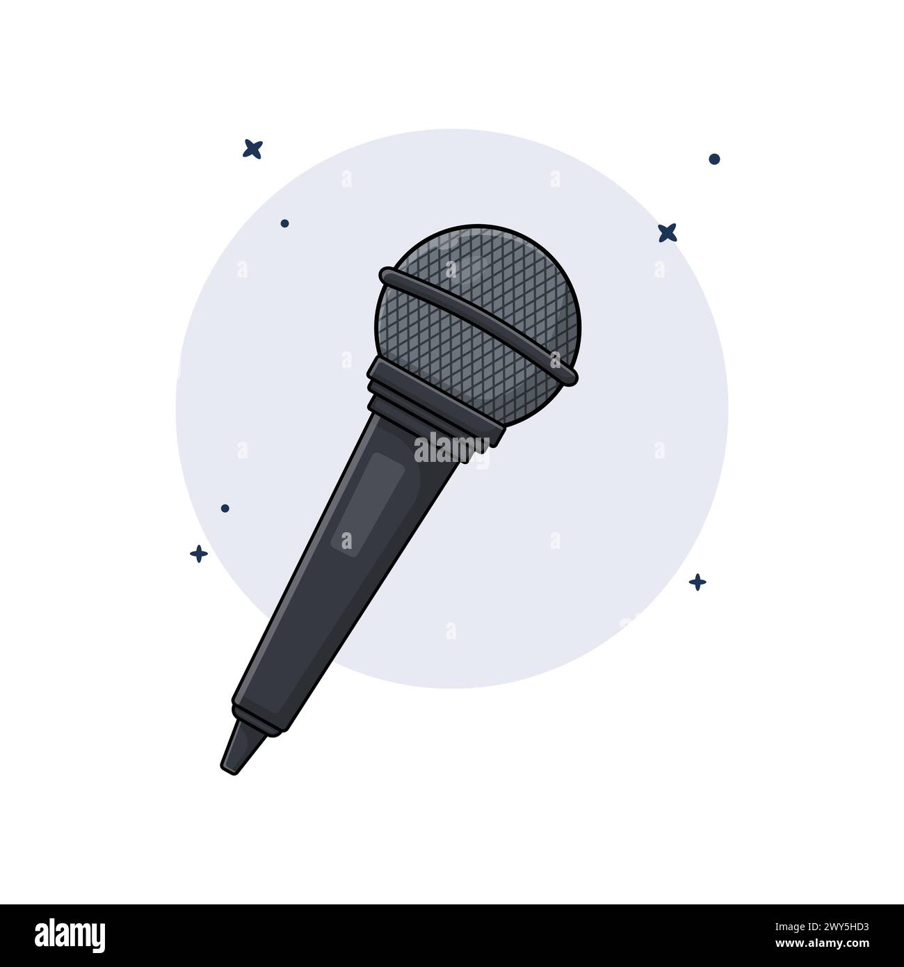 Detailed Stage Microphone Vector Illustration. Sound Recording Equipment Concept Design Stock Vector