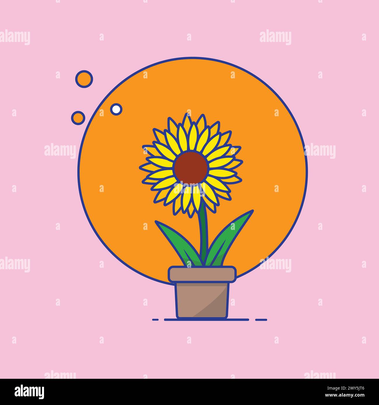 A Sunflower in a Pot Vector illustration Stock Vector