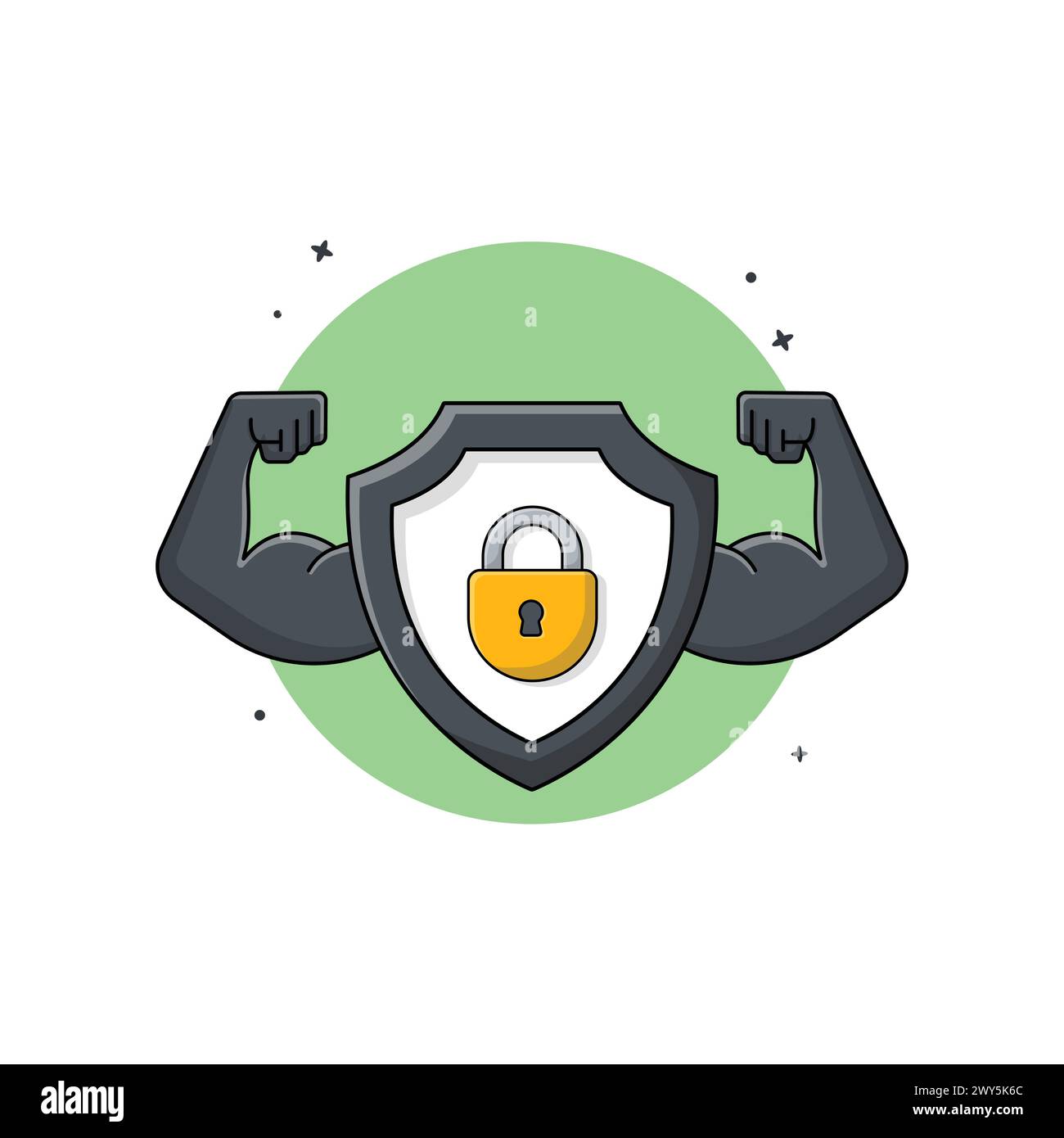 Strong Security Vector Illustration. Cyber Security and Data Protection Concept Design Stock Vector