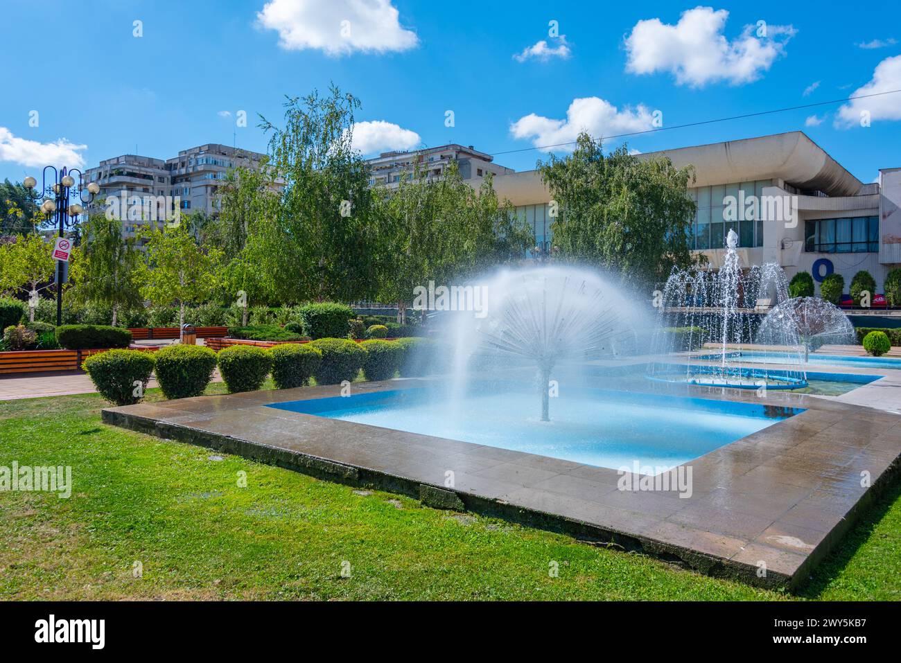 Fountain in the center of Ploiesti in Romania Stock Photo
